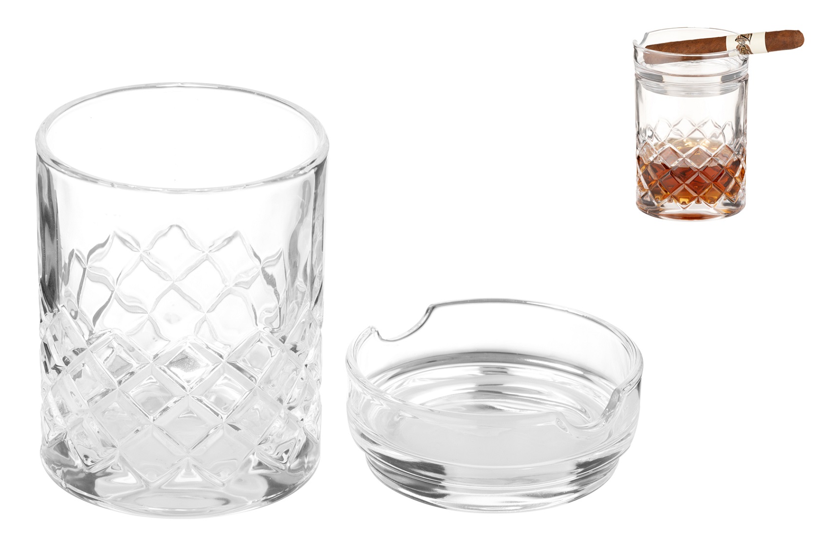 Whiskey Glass & Ashtray Set