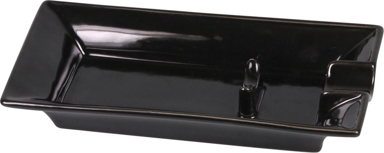 Black ceramic cigar ashtray with cigar rest