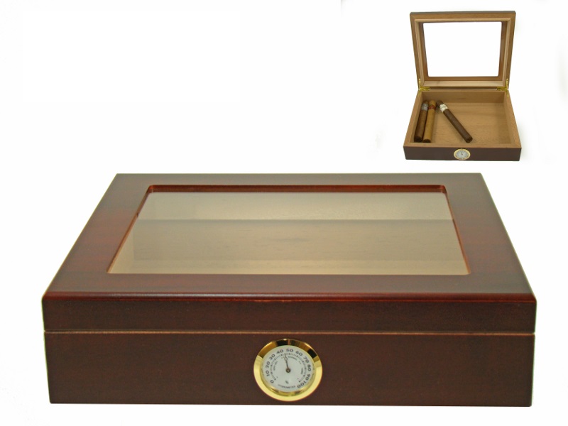 Walnut Brown Glasstop Humidor