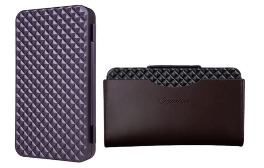 ALUMINIUM PATTERNED ALLOY CIGAR TRAVEL CASE HUMIDOR - VIOLET