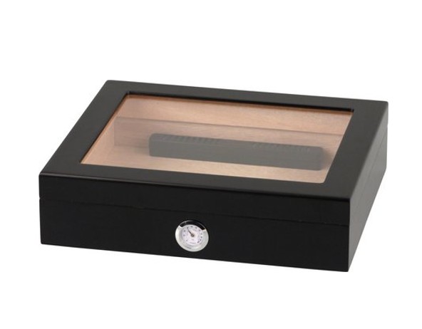 20 Capacity Glass-top Black Humidor